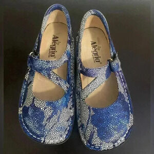 Alegria Blue Bouquet Floral Clogs